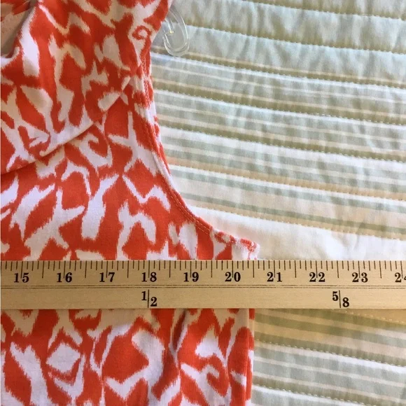 Rafaella Orange & White Patterned top Sleeveless, draped neck, stretchy Cotton - Picture 6 of 6